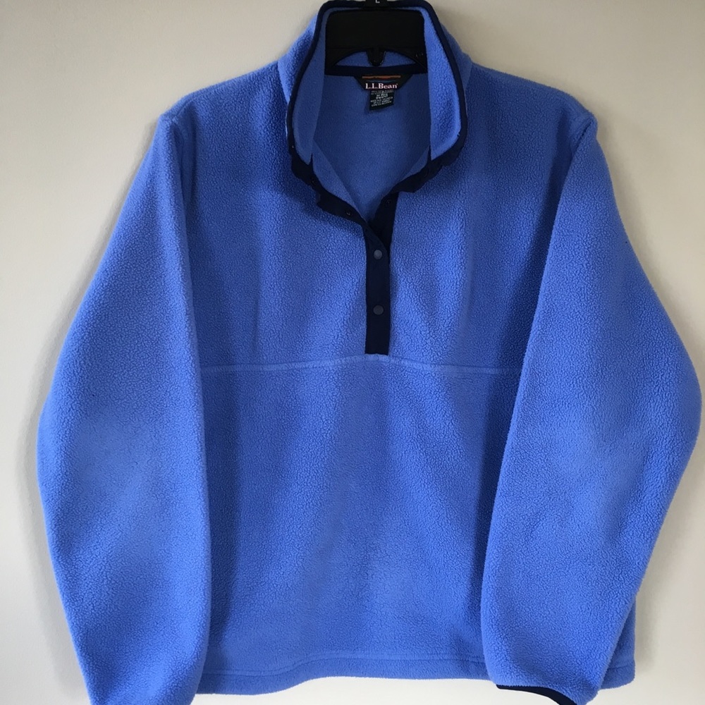 Vintage LL Bean Women’s Fleece 1/4 Button Zip Blue